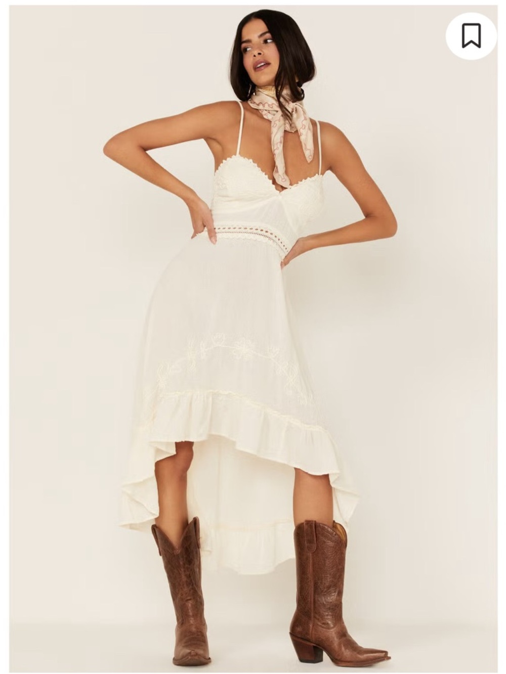 Scully Cream High-Low Ruffled Sundress